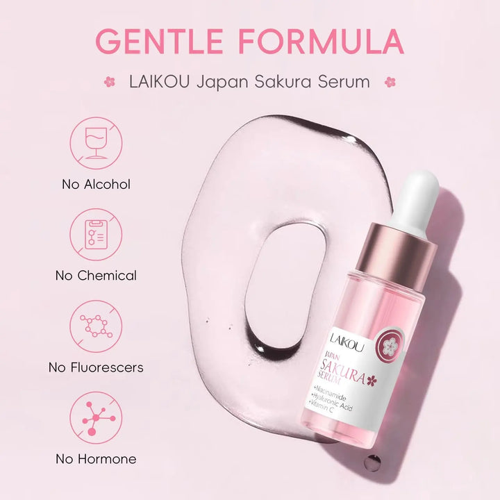 LAIKOU Sakura Face Serum Brightening Essence Shrink Pores Hydrating Moisturizing Treatment Repair Serum Skin Care 17ml or 30ml Liana Skincare