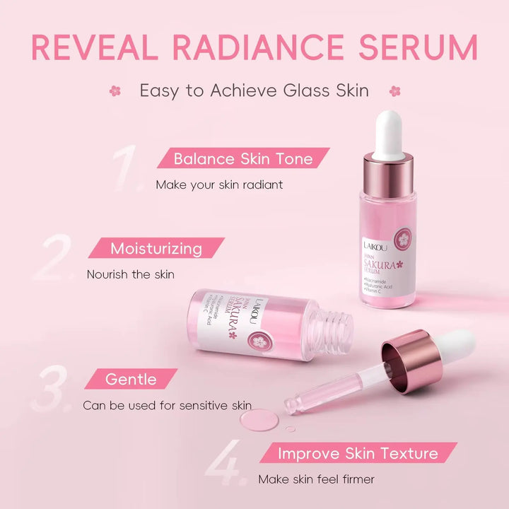 LAIKOU Sakura Face Serum Brightening Essence Shrink Pores Hydrating Moisturizing Treatment Repair Serum Skin Care 17ml or 30ml Liana Skincare